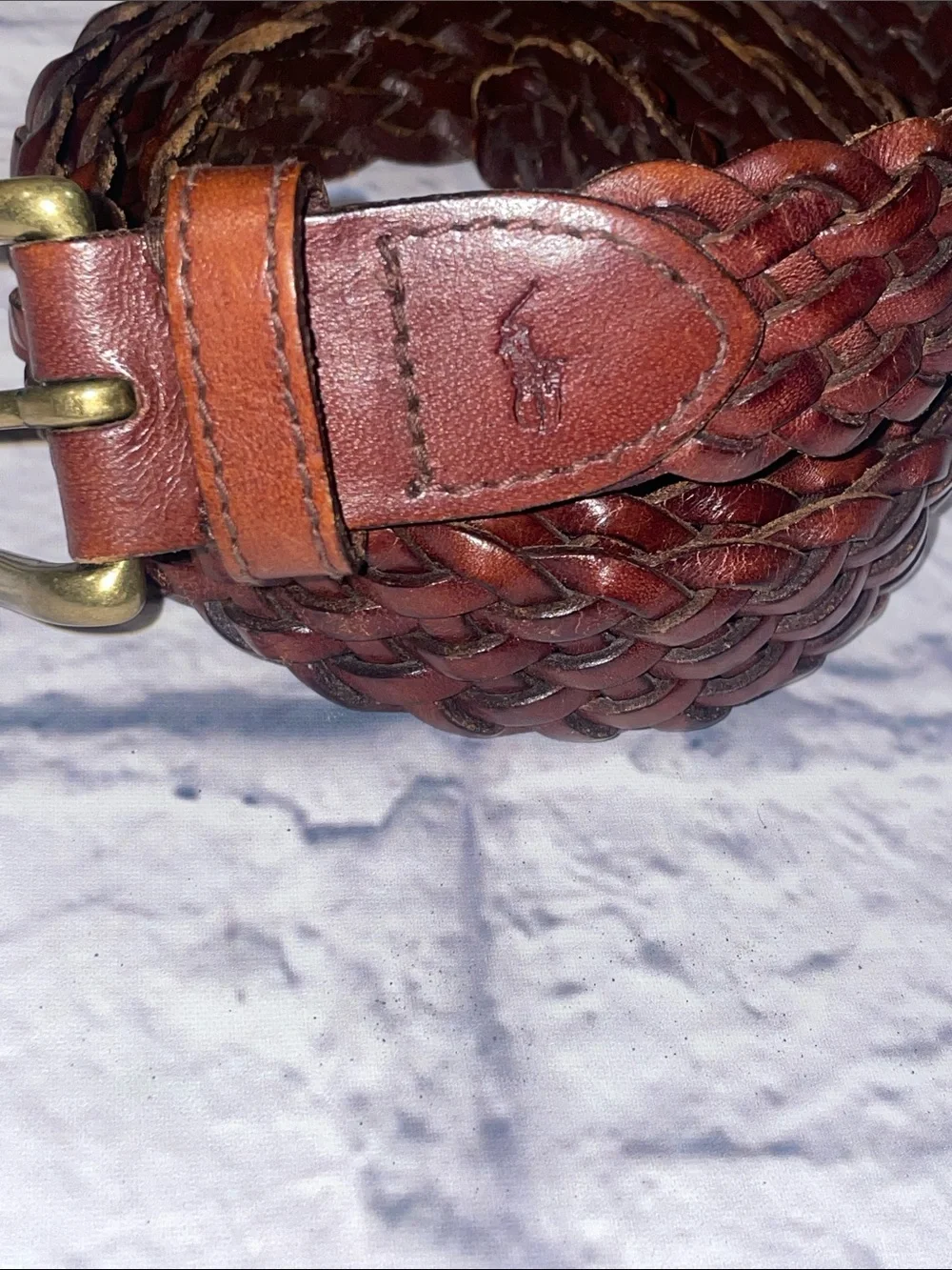 Polo by Ralph Lauren Braided Leather Belt - Chestnut Brown